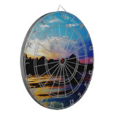 山の湖に虹の夕日 ダーツボード (正面左)