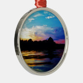 山の湖に虹の夕日 メタルオーナメント (右)