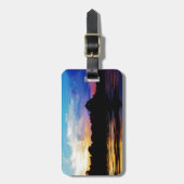 山の湖に虹の夕日 ラゲッジタグ (正面縦)