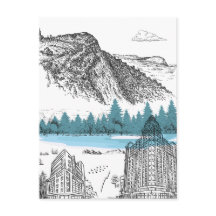 山の湖のリゾートホテル イラスト 自然の風景