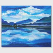 山の湖の夕暮れの油彩画。アル ラッピングペーパー (フラット)