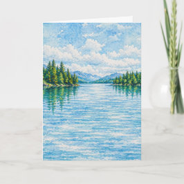 山の湖の森の風景 カード