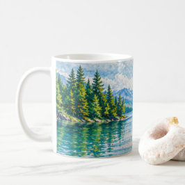 山の湖の森の風景 コーヒーマグカップ
