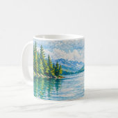山の湖の森の風景 コーヒーマグカップ (正面左)