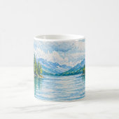 山の湖の森の風景 コーヒーマグカップ (中央)