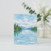 山の湖の森の風景 ポストカード (スタンド正面)