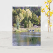 山の湖の父の日にカヌー カード (黄色い花)