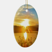 山の湖の矢印に日没 セラミックオーナメント (右)