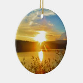 山の湖の矢印に日没 セラミックオーナメント (右)