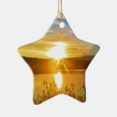 山の湖の矢印に日没 セラミックオーナメント (右)