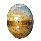 山の湖の矢印に日没 ダーツボード (正面右)