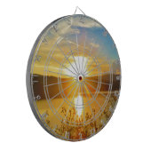 山の湖の矢印に日没 ダーツボード (正面左)