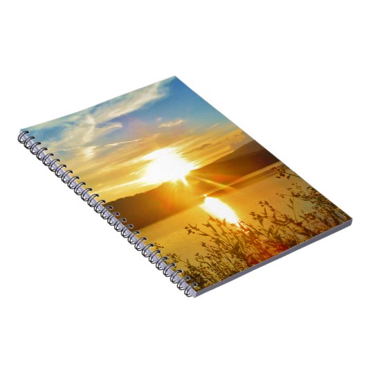 山の湖の矢印に日没 ノートブック (右側)