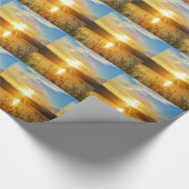 山の湖の矢印に日没 ラッピングペーパー (角)