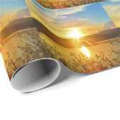 山の湖の矢印に日没 ラッピングペーパー (ロールコーナー)