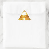 山の湖の矢印に日没 三角形シール (バッグ)