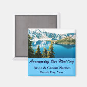 山の湖の結婚式の日付磁石を保存 マグネット (正面/裏面)