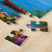 山の湖の背後にある小さな家 ジグソーパズル (側面)