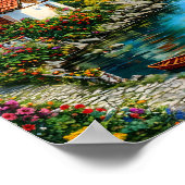 山の湖の背後にある小さな家 ポスター (角)