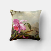 山の湖の近くの蘭とハミングバード クッション (裏面)