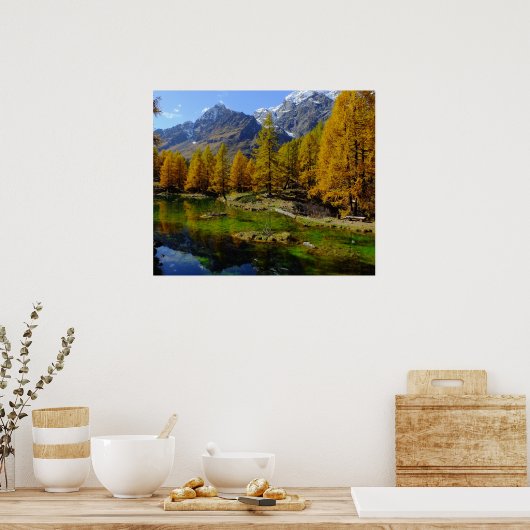 山の湖の風景 ポスター (キッチン)