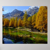 山の湖の風景 ポスター (正面)