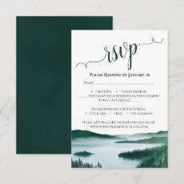 山の湖の風景 牧歌的な結婚式 出欠カード