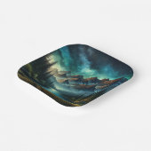 山の湖/星の下のキャビン ペーパープレート (傾斜あり)