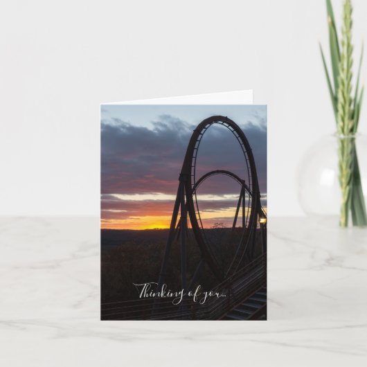 山の火の上考えるの夕日 カード (正面)