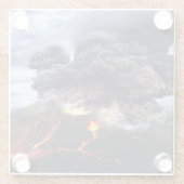 山の火山の噴火 ガラスコースター (裏面)