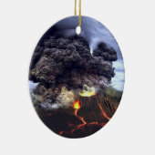 山の火山の噴火 セラミックオーナメント (右)