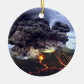 山の火山の噴火 セラミックオーナメント (正面)