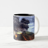 山の火山の噴火 ツートーンマグカップ (正面右)