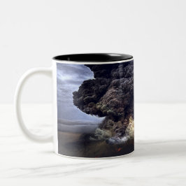 山の火山の噴火 ツートーンマグカップ