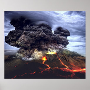 山の火山の噴火 ポスター