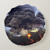 山の火山の噴火 ラウンドクッション (裏面)