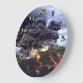 山の火山の噴火 ラージ壁時計 (傾斜)
