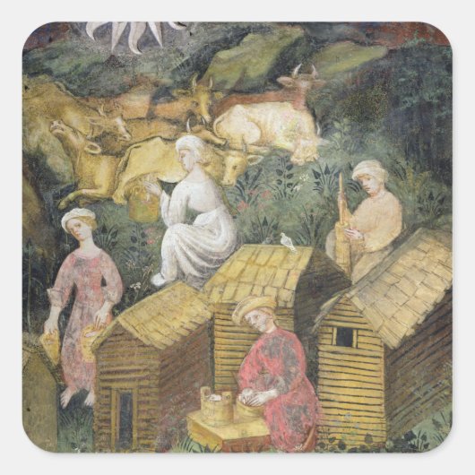 山の牧草 スクエアシール (正面)