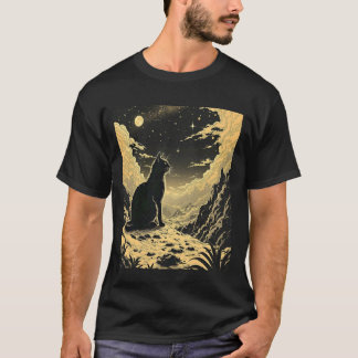 山の猫たち 月の光 Tシャツ