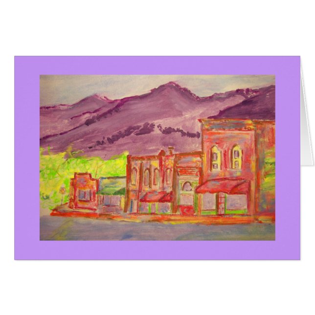 山の町の水彩画 (正面横)