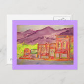 山の町の水彩画 ポストカード (正面/裏面)