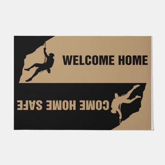 山の登山者のDoormat、岩の登山Doormat ドアマット (正面)