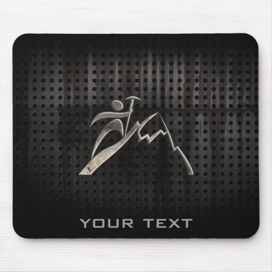 山の登山; クールな黒 マウスパッド (正面)