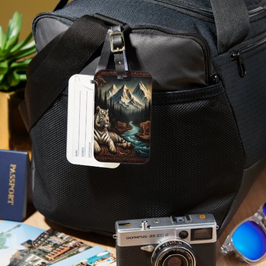 山の白い虎の夢 ラゲッジタグ (正面&裏面)