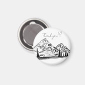 山の白黒スケッチ マグネット (正面/裏面)