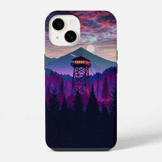 山の監視塔の風景スマホケース2 iPhoneケース (裏面)
