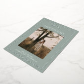 山の目的地の結婚式の日付を保存 箔招待状 (回転した状態)