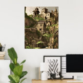 山の石の家の古い町 ポスター (ホームオフィス)