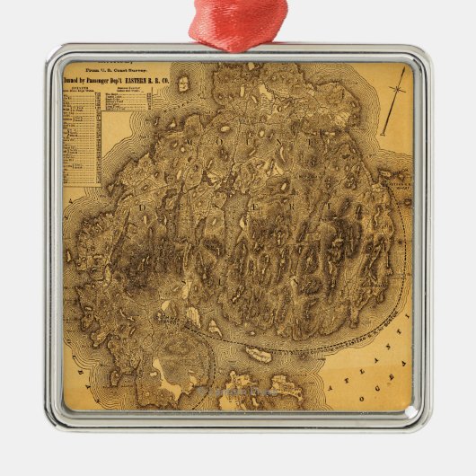 山の砂漠のIslandPanoramicの地図 メタルオーナメント (正面)
