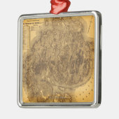 山の砂漠のIslandPanoramicの地図 メタルオーナメント (左)
